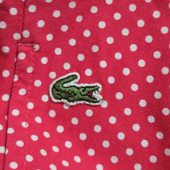 Lacoste Pink Polka Dot A Line Cotton Stretch Midi Swing Skirt Size 44 US 14 - Picture 3 of 7